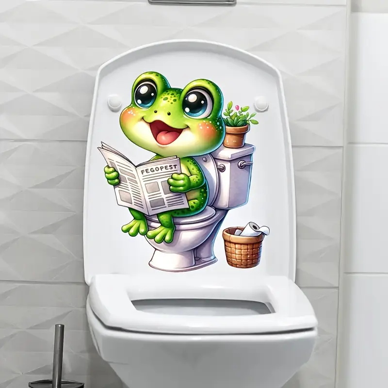 Frog on Toilet Reading Newspap - Home Decor Vinyl Flooring reseña y precio