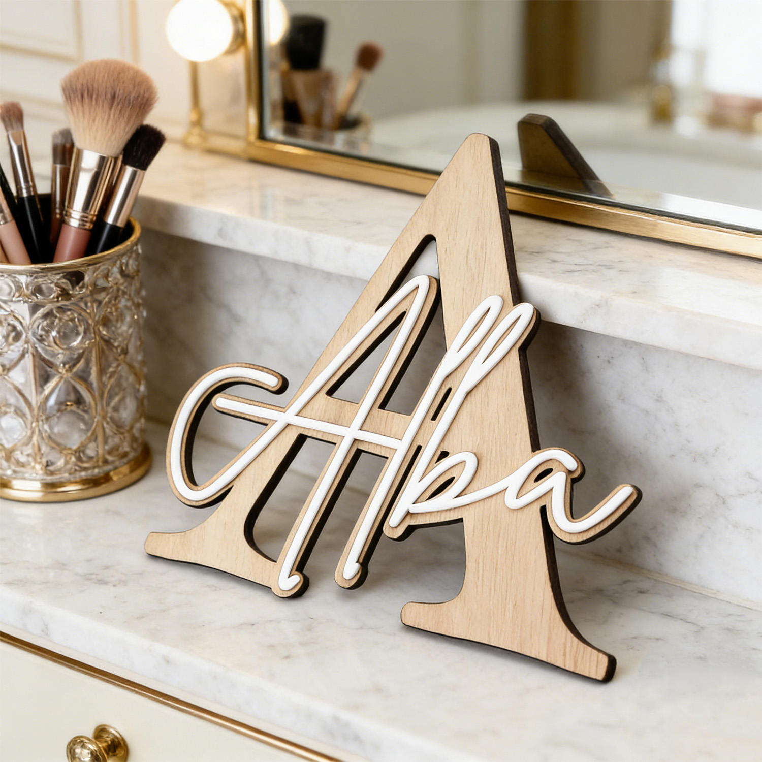 1pc Double-layer Wooden Name D - Home Decor Names reseña y precio