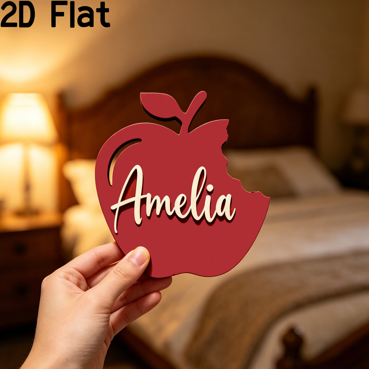 Personalized Red Apple Wooden  - Home Decor Names reseña y precio
