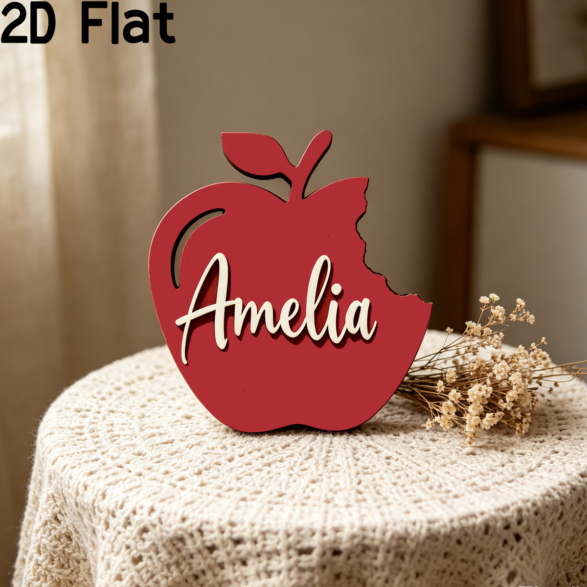 Personalized Red Apple Wooden  - Home Decor Names reseña y precio