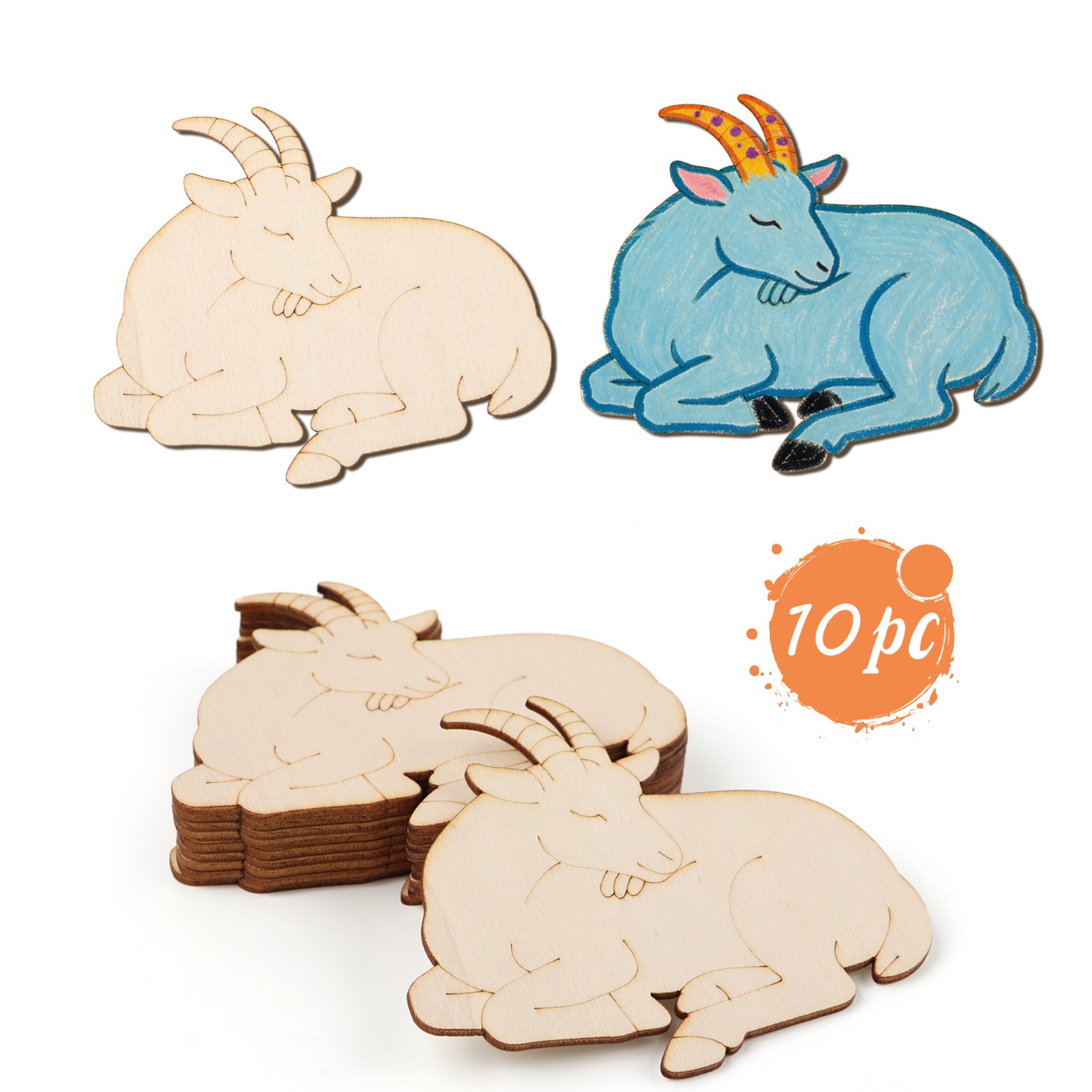 10pcs/set Unfinished Wood Shee - Home Decor In reseña y precio