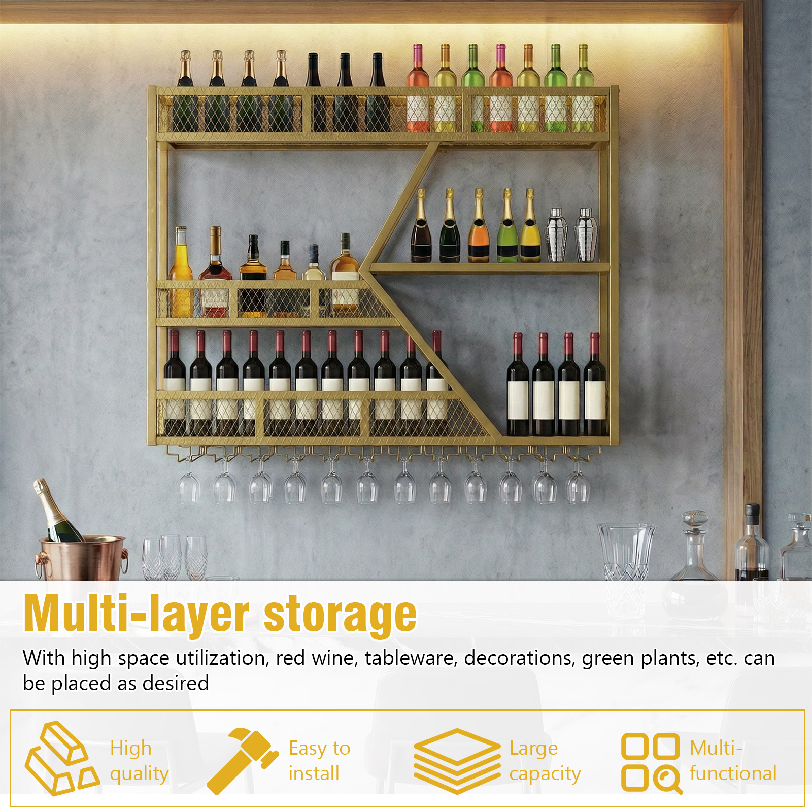 39in 3-Tiers Floating Bar Shel - Floating Shelves reseña y precio